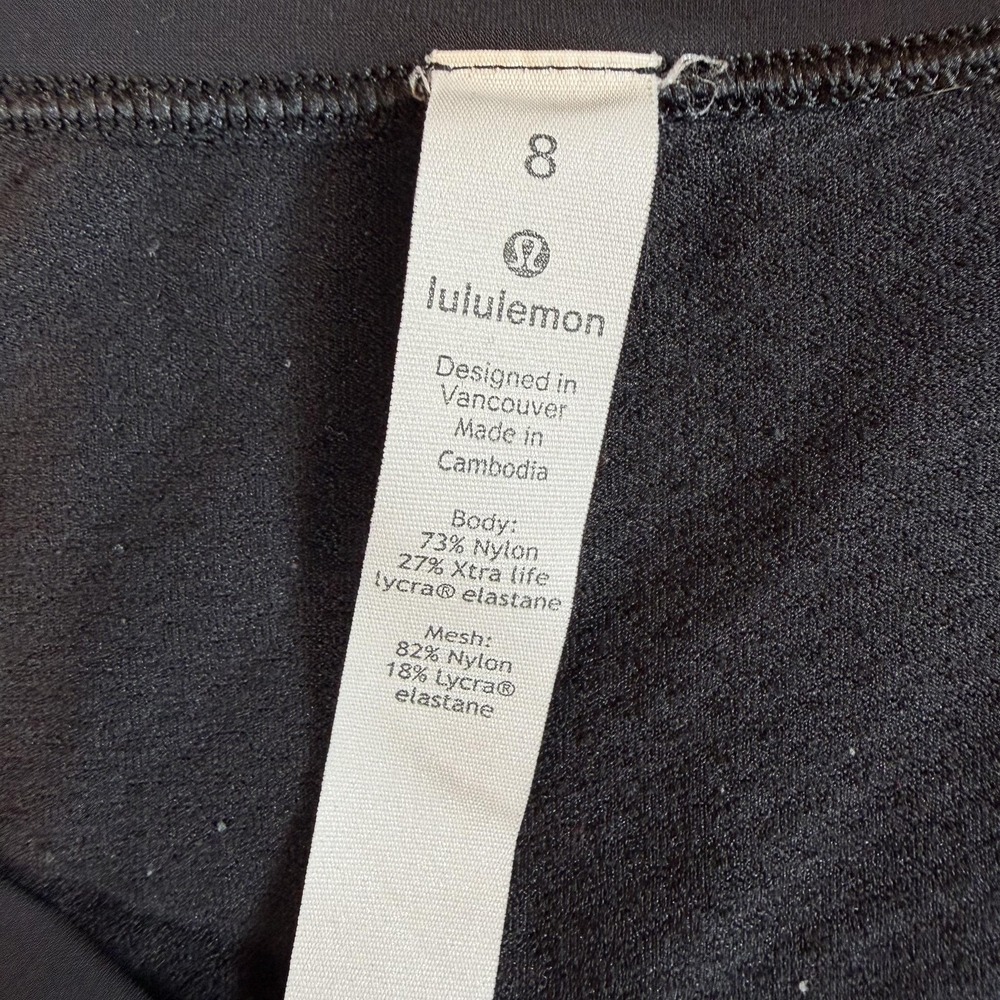 Lululemon Shirt Womens 8 Black Short Sleeve Open Back Perforated Hem Running Top - Picture 2 of 6